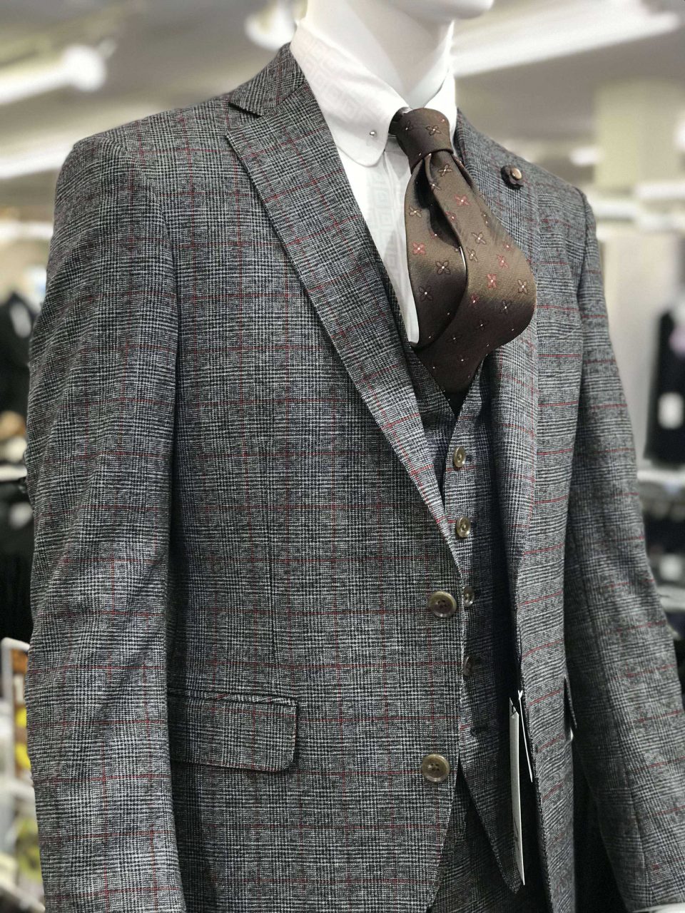 森の雑貨屋さん Dormeuil プリンスオブウェールズチェック 3Pスーツ